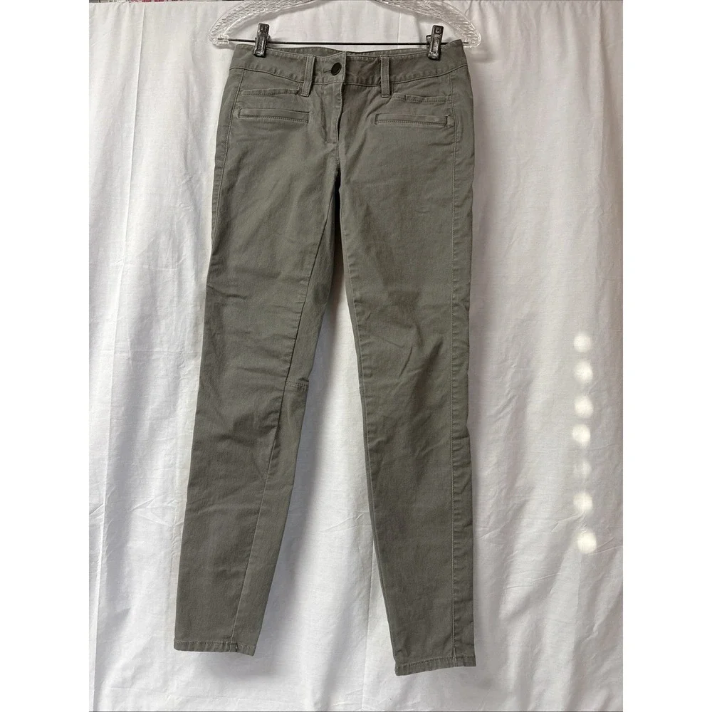 Loft Skinny Ankle Pants Womens 00 Green Khaki Flat Front Chino Modern Marisa
